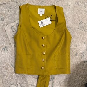 Sleeveless Mustard Button-Front Vest Top